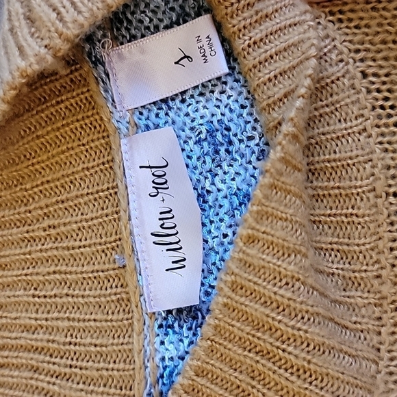 💥WILLOW ROOT sweater navy mustard heathered sz S Boutique - Picture 2 of 3